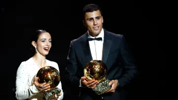 Rodri and Aitana Bonmati after their respective Ballon d'Or wins