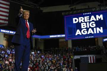 Donald Trump at a campaign rally in Detroit, Michigan