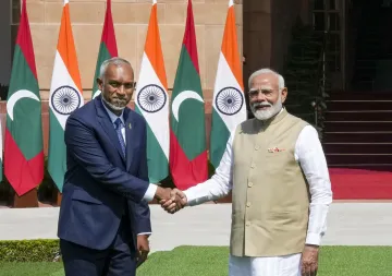 Maldives President Mohamed Muizzu with PM Modi 