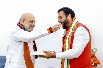 Nayab Singh Saini with Amit Shah