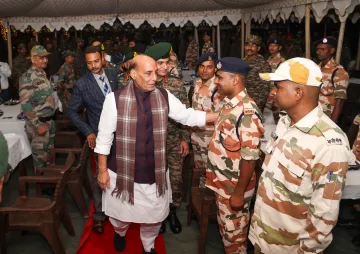 Defence Minister Rajnath Singh celebrates Diwali with troops in Tezpur