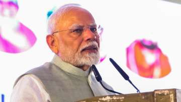 Prime Minister Narendra Modi addresses the gathering during the inauguration ceremony of the RJ Sankara Eye Hospital, in Varanasi.