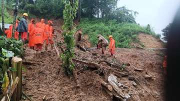 NDRF teams continue search efforts in Hatiasia Songma for seven family members trapped in a landslide. 