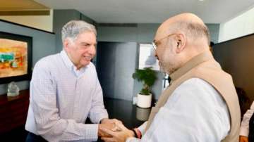 Union Minister Amit Shah with late Ratan Tata. 

