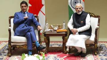 Canada PM Justin Trudeau with his Indian counterpart Narendra Modi on the sidelines of the G20 Summi