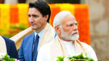 Canada's Prime Minister Justin Trudeau, left, and Prime Minister Narendra Modi