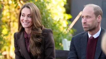 Kate Middleton and Prince William during a visit to Southport Community Centre in Britain.