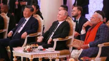 Chinese President Xi Jinping, Russian President Vladimir Putin and Indian Prime Minister Narendra Mo