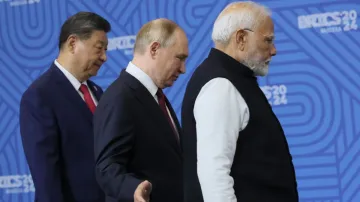 Chinese President Xi Jinping, Russian President Vladimir Putin and Indian Prime Minister Narendra Mo