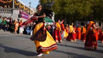 Dancers perform during the Diwali celebration in Trafalgar Square