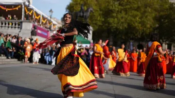 Dancers perform during the Diwali celebration in Trafalgar Square