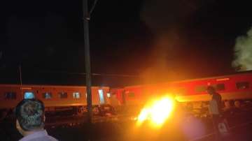 Darbhanga Express caught fire after the train collided with a freight train in Tamil Nadu's Tiruvall