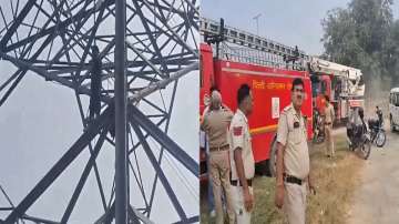 Man climbs on high-volt electric tower in Delhi's Geeta Colony