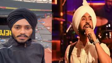 Snapshot from a viral video and Diljit Dosanjh while performing at his concert, Dil-Luminati India Tour at Delhi's JLN stadium