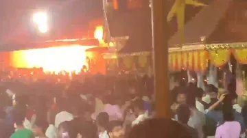 Fire near Veerarkavu Temple in Kerala's Kasaragod