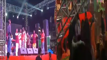 Pole falls on audience during Navratri Jagran