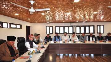 National Conference President Farooq Abdullah, Vice President Omar Abdullah