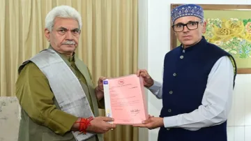 J-K CM-elect Omar Abdullah with LG Manoj Sinha