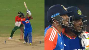 Sanju Samson smashes Rishad Hossain for five consecutive sixes.