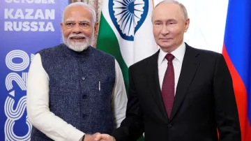 Russian President Vladimir Putin meets with Indian Prime Minister Narendra Modi in Kazan