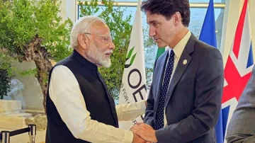 PM Narendra Modi with Canadian PM Justin Trudeau at the G7 Summit.