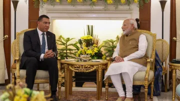 PM Modi with Jamaican Prime Minister Andrew Holness.