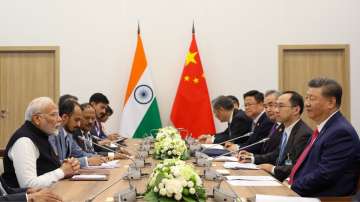 Prime Minister Narendra Modi holds a bilateral meeting with Chinese President Xi Jinping in Kazan, R