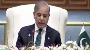 Pakistan Prime Minister Shehbaz Sharif addressing the SCO Summit in Islamabad.