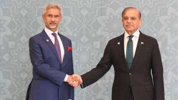 Pakistan PM Shehbaz Sharif with S Jaishankar in Islamabad