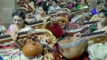 108 Veena players perform at Madurai's Prasanna Venkatesa Perumal Temple on Vijayadashmi 