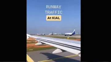 Planes waiting for their takeoff turn in queues at Bengaluru airport