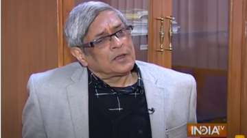 A screengrab from Bibek Debroy's interview with India TV  