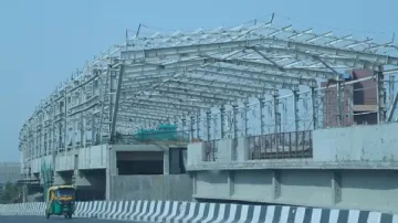 A construction site of Delhi Metro