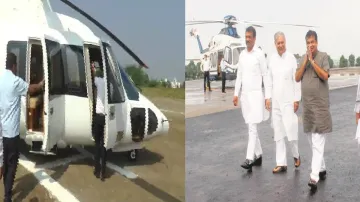 Union Minister Nitin Gadkari's helicopter is checked by poll officials 