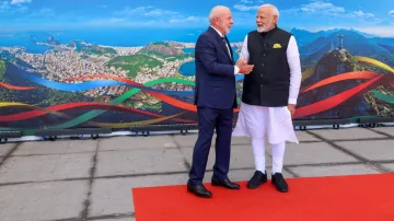 Prime Minister Narendra Modi with Brazilian President Luiz Inacio Lula da Silva at the G20 Summit in