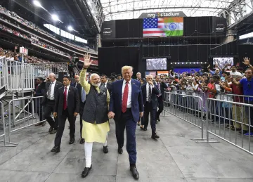 The then-US President Donald Trump and Prime Minister Modi in Texas.