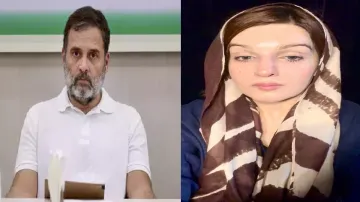 Congress leader Rahul Gandhi and Yasin Malik's wife Mushaal Hussein Mullick 