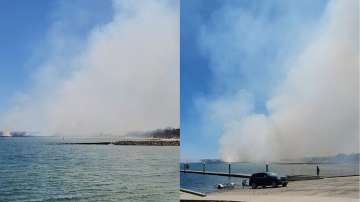 Smoke rises from site where Qantas plane landed safely in Sydney after engine failure