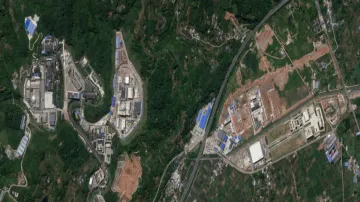 This satellite image from Planet Labs PBC shows the Nuclear Power Institute of China's Site No. 1, also known as Base 909, in Mucheng Township, Sichuan Province, China, July 5, 2023