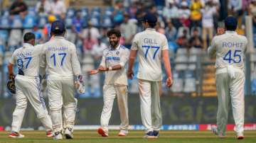 India vs New Zealand, 3rd Test, Day 1: Ravindra Jadeja celebrates a wicket with his teammates.