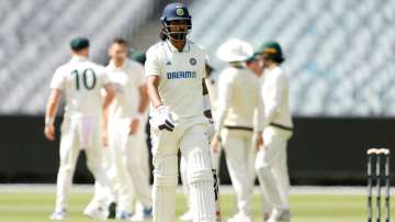 KL Rahul walks after getting dismissed on four against Australia A.