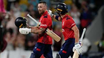 Phil Salt walks off the field after his match-winning century against West Indies in Bridgetown.