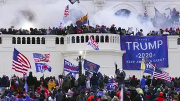 Rioters storm the West Front of the US Capitol January 6, 2021, in Washington