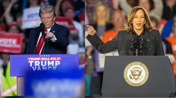 US Presidential Candidates- Donald Trump (L) and Kamala Harris (R)