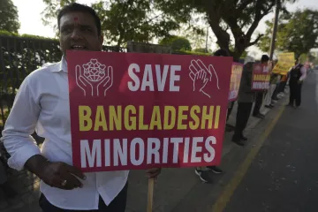 Protestors seeking protection for Hindus in Bangladesh 