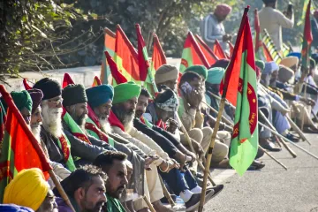 Protesting farmers on the 'Delhi Chalo' march were stopped at the Shambhu border as police officials