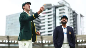 Rohit Sharma and Pat Cummins at the toss.