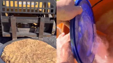 Viral video of huge chocolate chip cookie made in a cement mixer