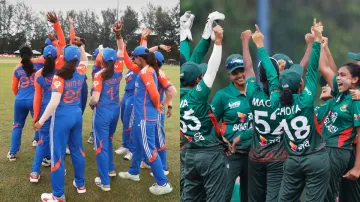 India's and Bangladesh's U19 team players.