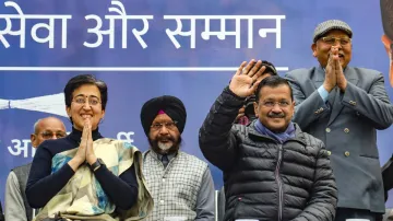 Delhi Chief Minister Atishi and AAP National Convener Arvind Kejriwal 